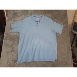 Duluth Trading Co Polo Shirt Mens 2XLT Blue Short Sleeve Casual Preppy Golf
